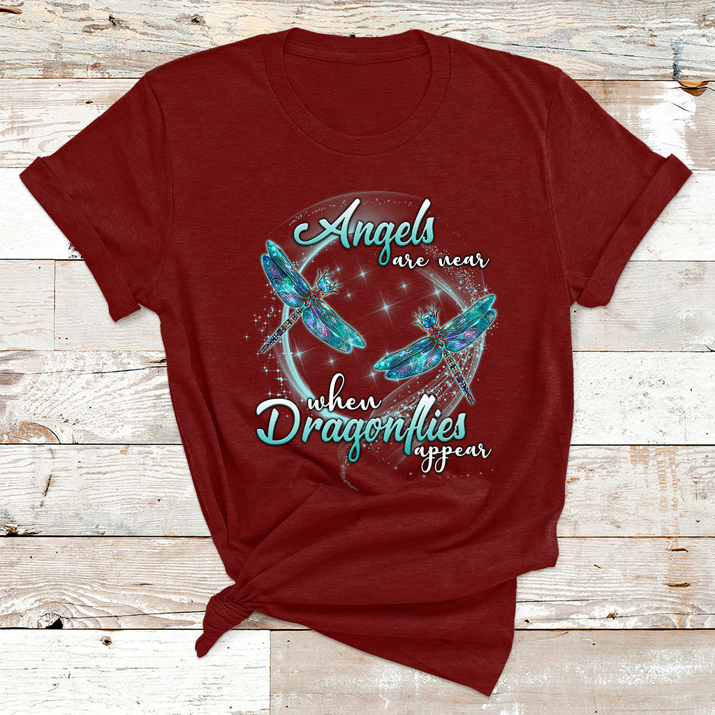 Angels Are Near When Dragonflies Appear Funny Spiritual T Shirt - Wonder Print Shop