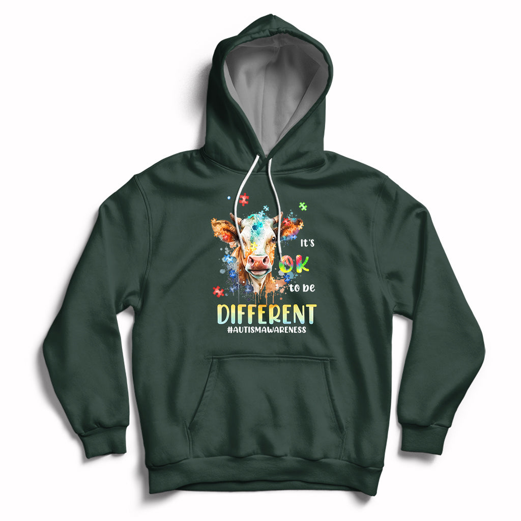 Autism Awareness Acceptance It's Ok To Be Different Cow Hoodie - Wonder Print Shop