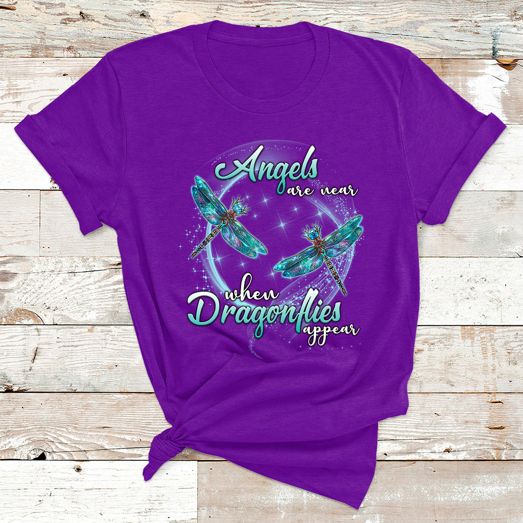 Angels Are Near When Dragonflies Appear Funny Spiritual T Shirt - Wonder Print Shop