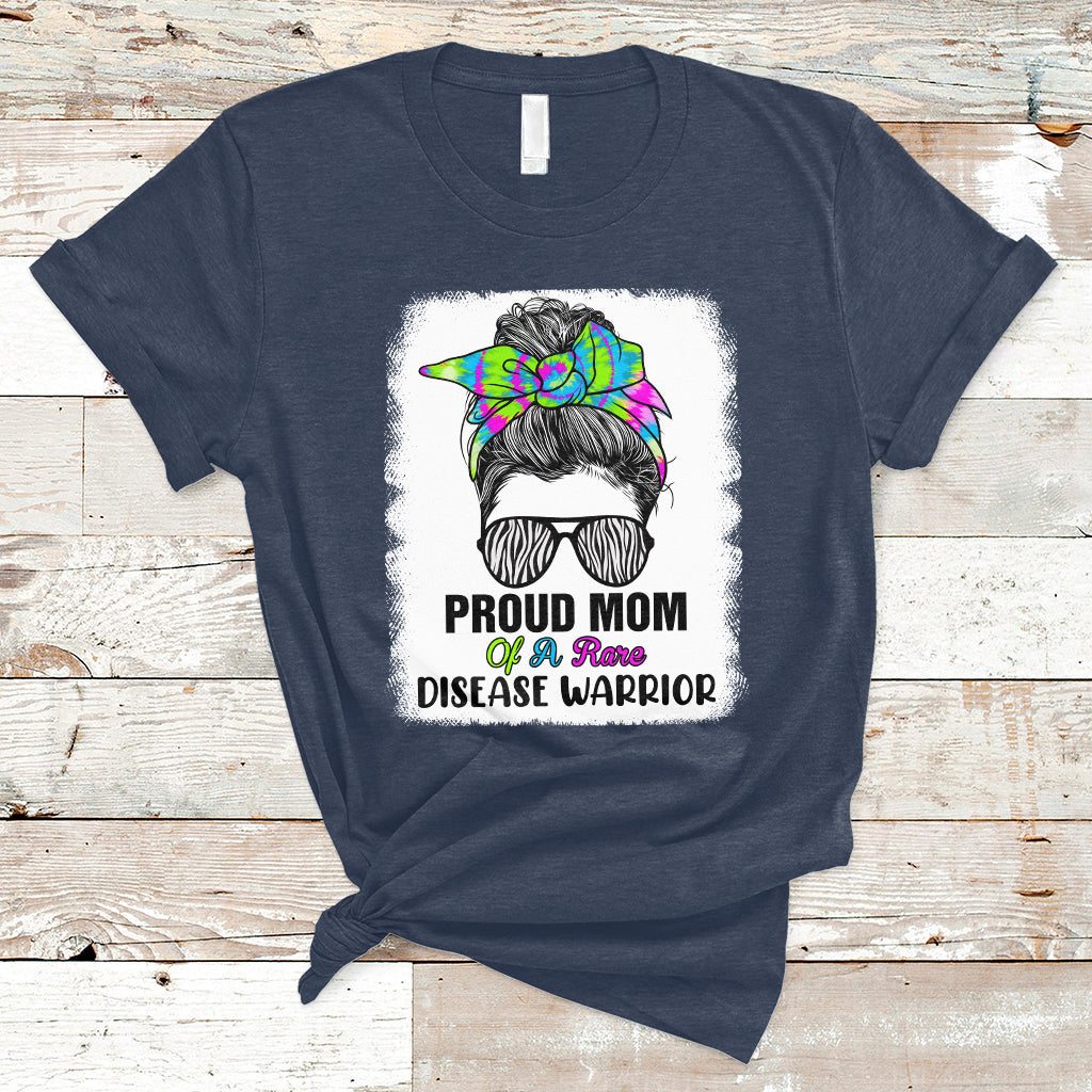 Proud Mom Of A Rare Disease Warrior Rare Disease Awareness Zebra Messy Bun T Shirt - Wonder Print Shop