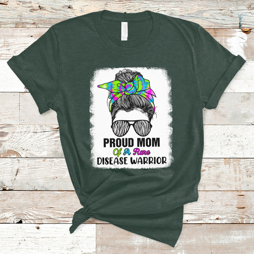 Proud Mom Of A Rare Disease Warrior Rare Disease Awareness Zebra Messy Bun T Shirt - Wonder Print Shop