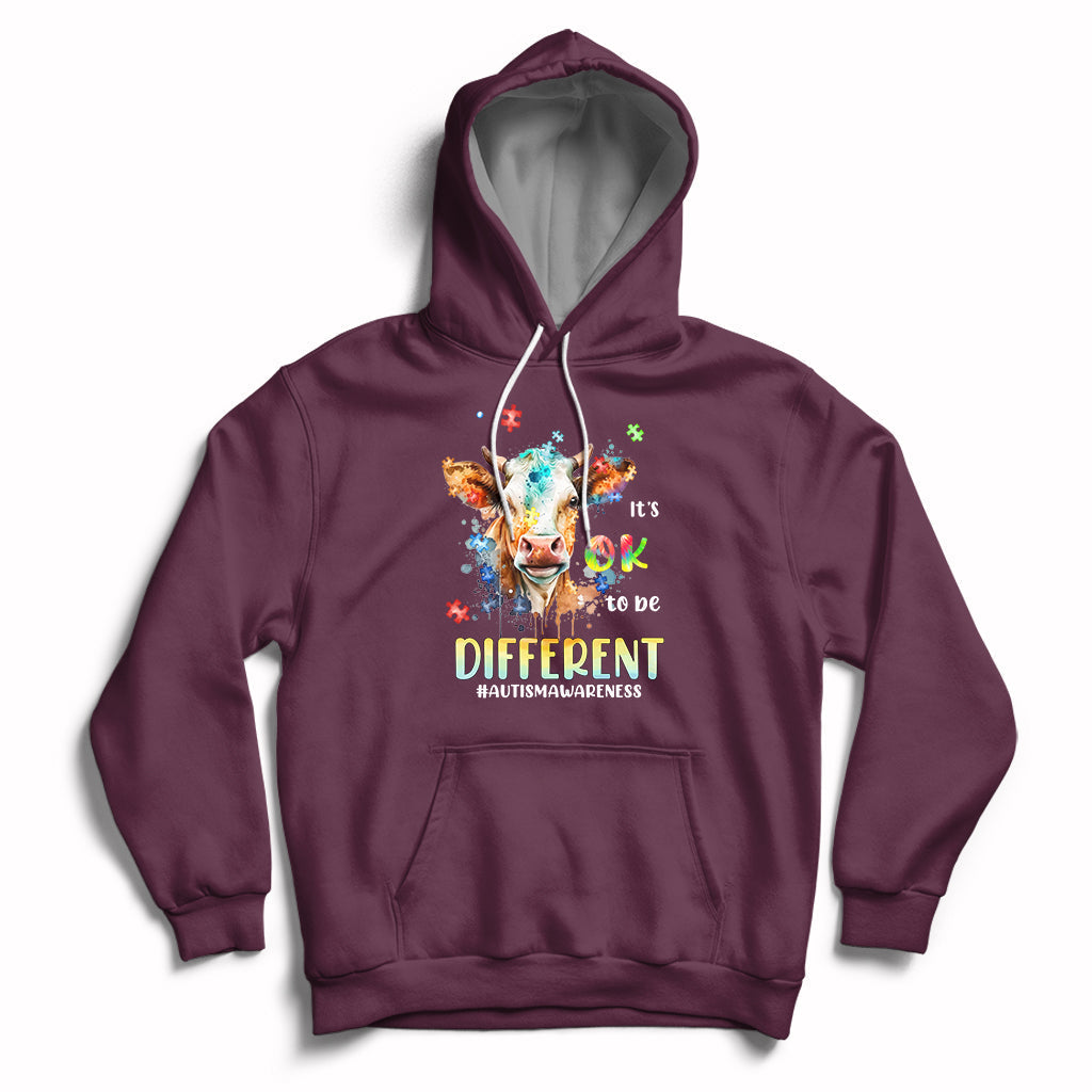 Autism Awareness Acceptance It's Ok To Be Different Cow Hoodie - Wonder Print Shop