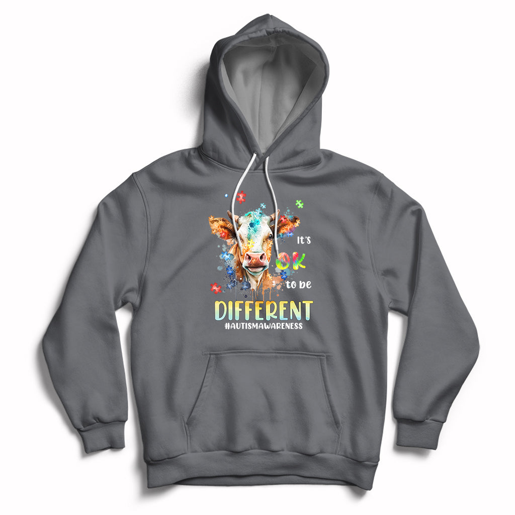Autism Awareness Acceptance It's Ok To Be Different Cow Hoodie - Wonder Print Shop
