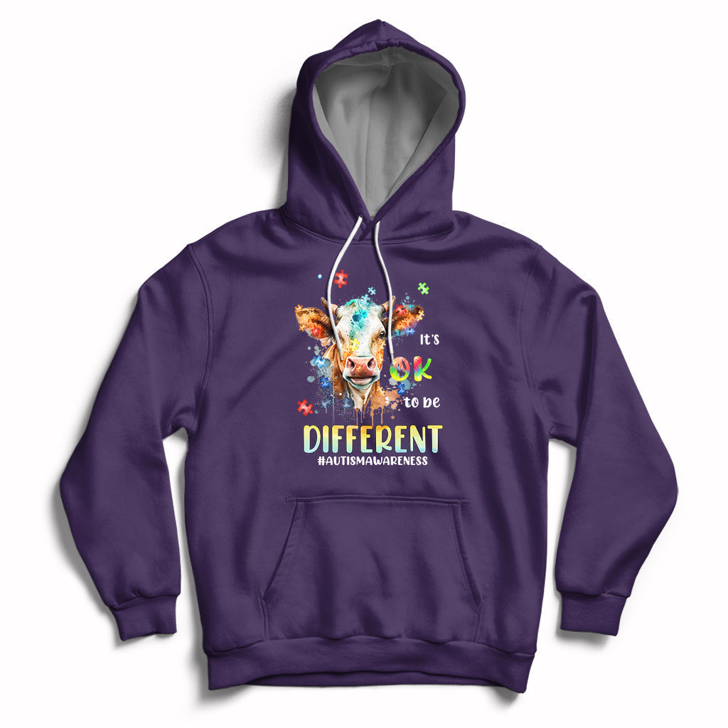 Autism Awareness Acceptance It's Ok To Be Different Cow Hoodie - Wonder Print Shop