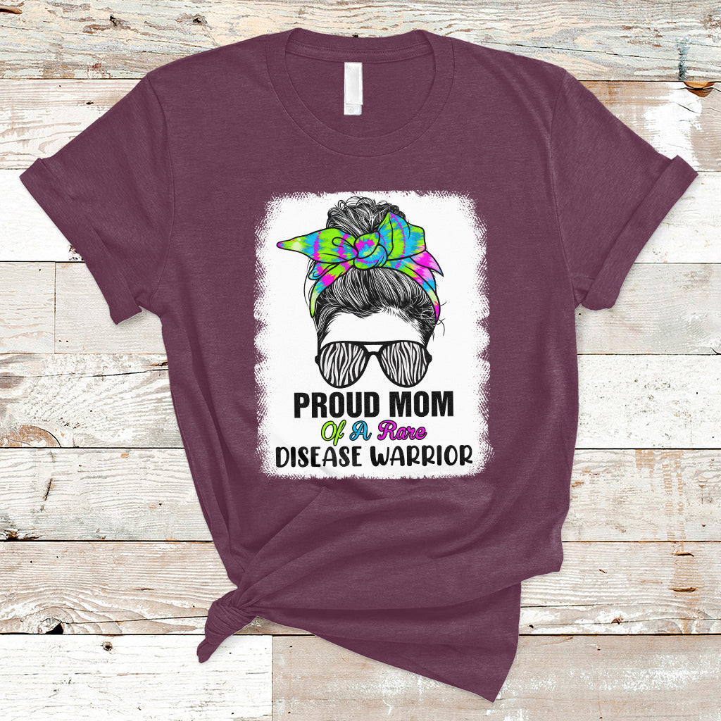 Proud Mom Of A Rare Disease Warrior Rare Disease Awareness Zebra Messy Bun T Shirt - Wonder Print Shop
