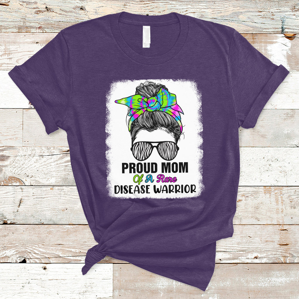 Proud Mom Of A Rare Disease Warrior Rare Disease Awareness Zebra Messy Bun T Shirt - Wonder Print Shop