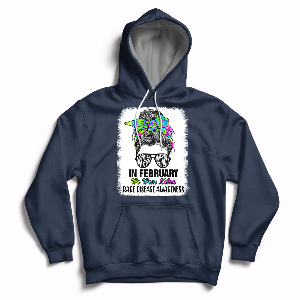Navy pullover hoodie with front zebra graphic and drawstring hood