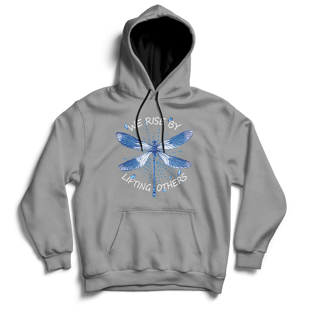 Dragonfly Lover We Rise By Lifting Others Inspirational Hoodie - Wonder Print Shop