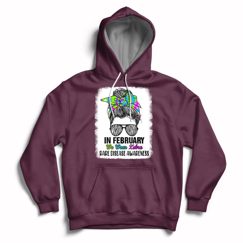 Maroon pullover hoodie with front zebra graphic and drawstring hood