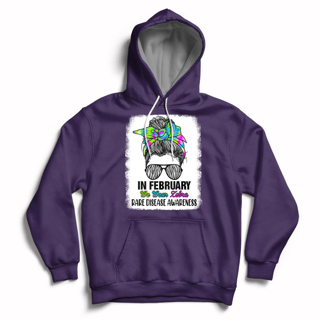 Purple pullover hoodie with front zebra graphic and drawstring hood