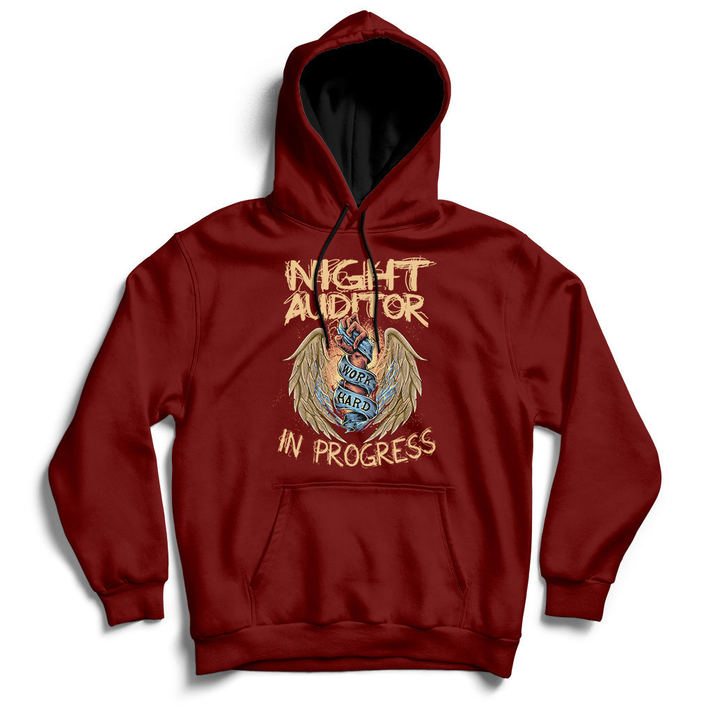 Night Auditor Work Hard In Progress Hoodie - Wonder Print Shop