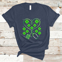 Shamrock Nurse St Patricks Day Stethoscope Heartbeat Clover T Shirt - Wonder Print Shop