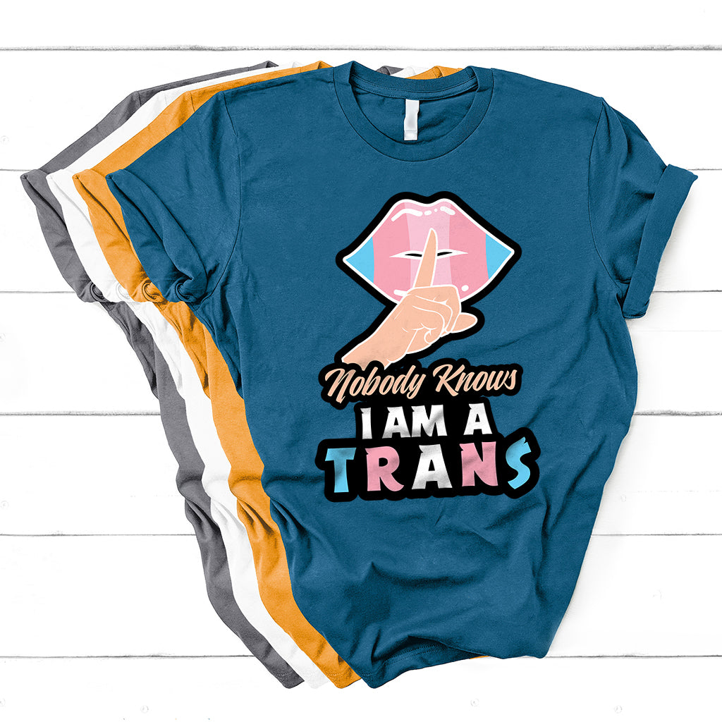 Nobody Knows Im A Trans LGBT Pride Trans Rights T Shirt - Wonder Print Shop