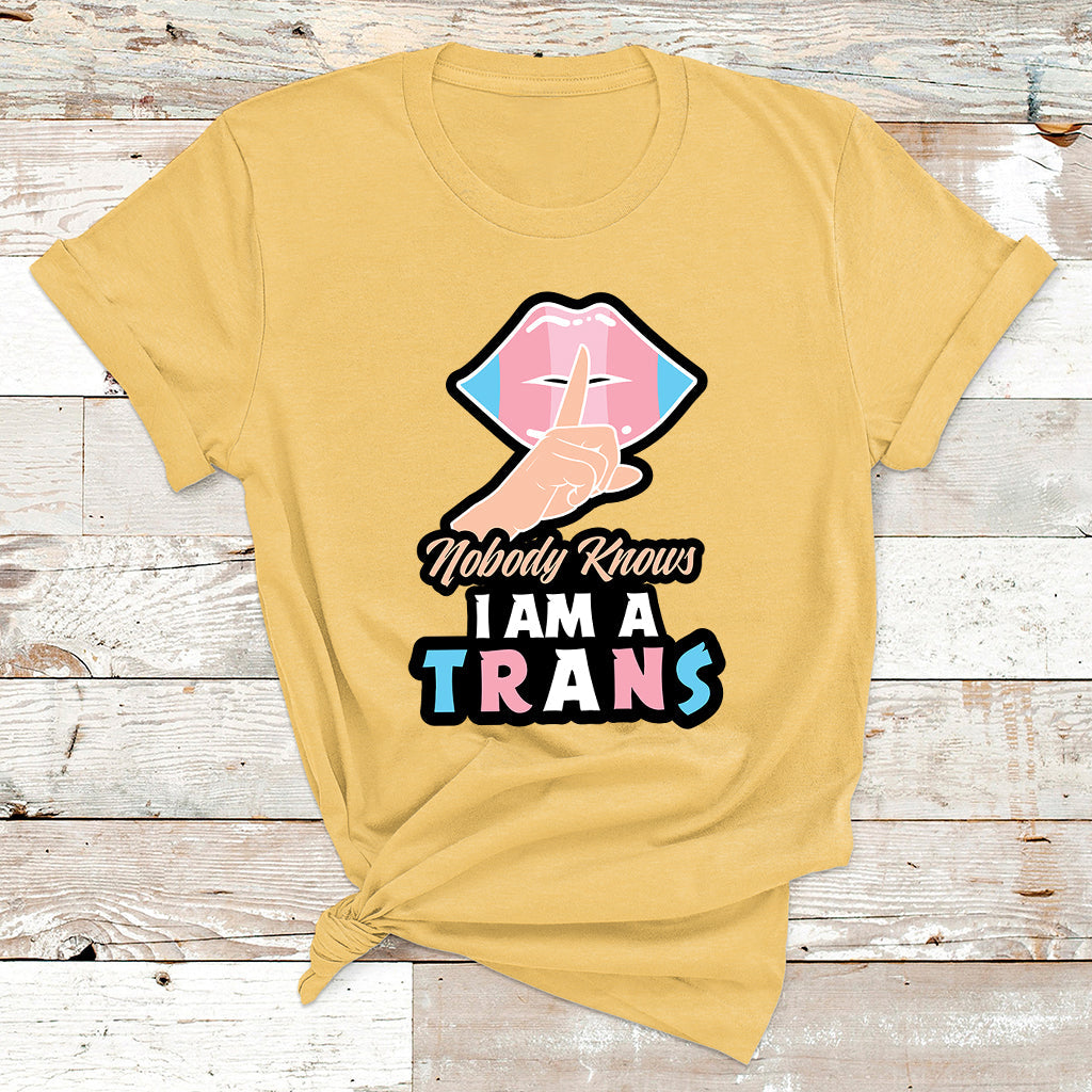 Nobody Knows Im A Trans LGBT Pride Trans Rights T Shirt - Wonder Print Shop