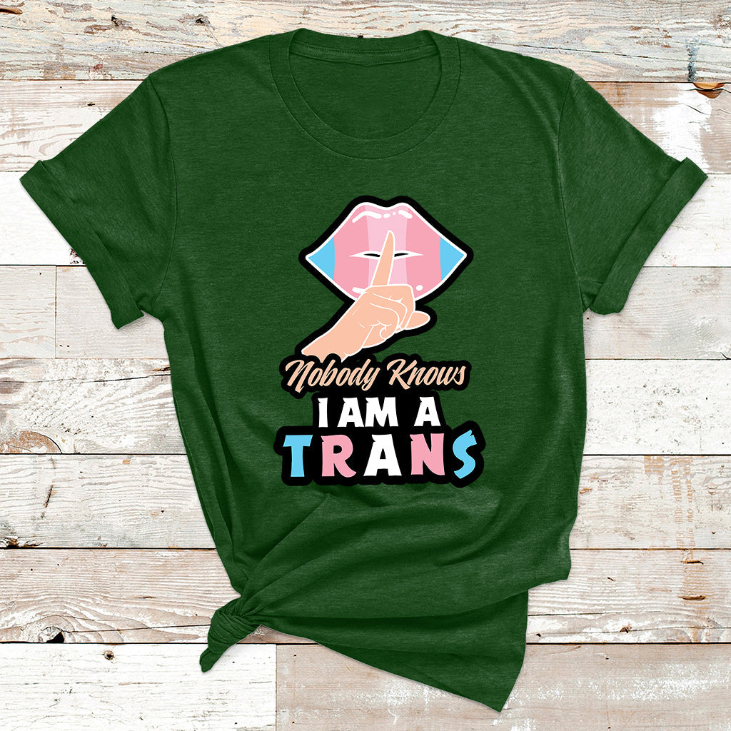 Nobody Knows Im A Trans LGBT Pride Trans Rights T Shirt - Wonder Print Shop