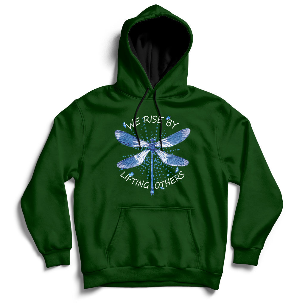 Dragonfly Lover We Rise By Lifting Others Inspirational Hoodie - Wonder Print Shop