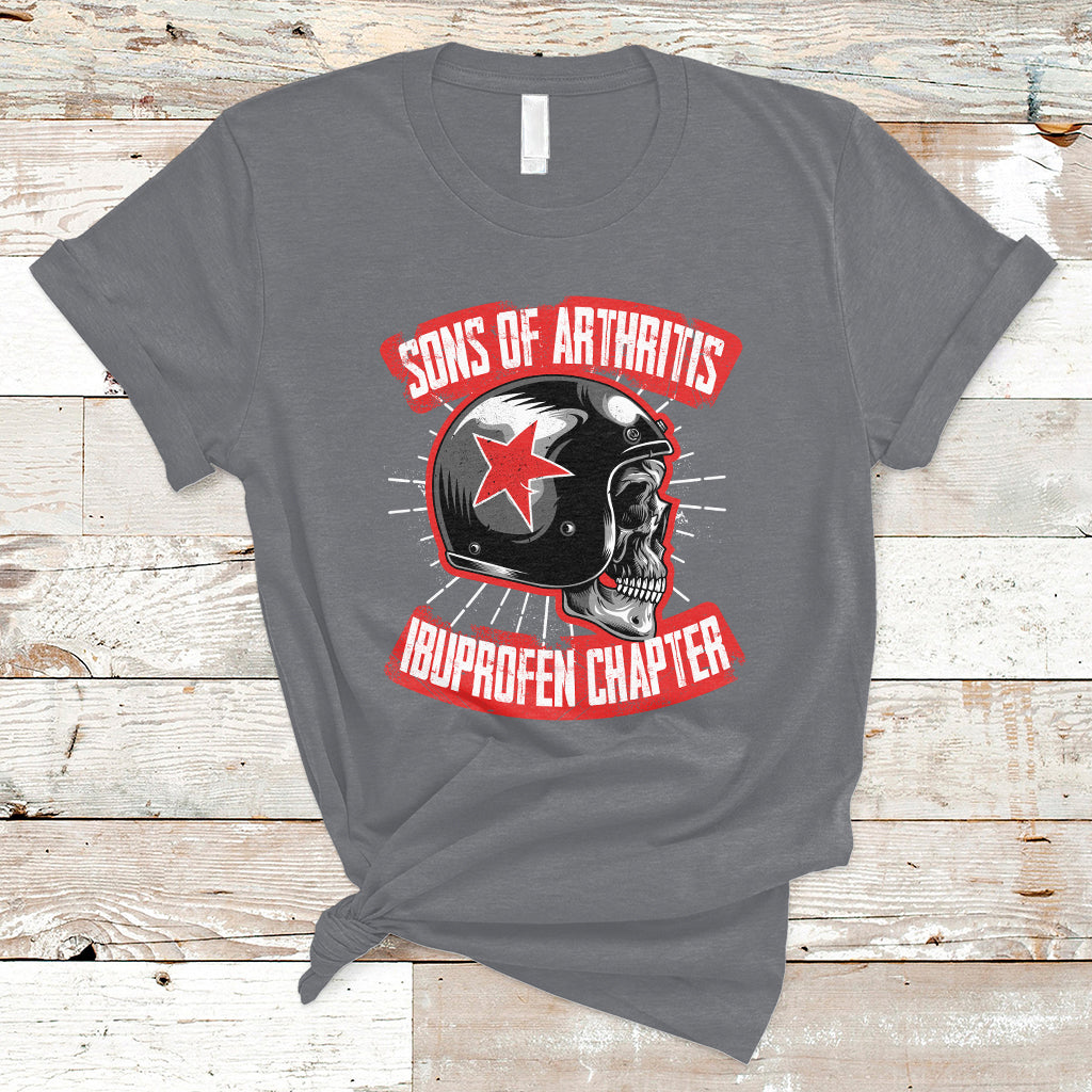 Sons Of Arthritis Ibuprofen Chapter Funny Biker Skull Helmet T-Shirt - Wonder Print Shop