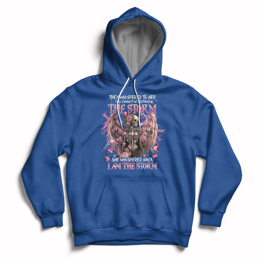 Royal blue skeleton fairy skull graphic hoodie with front pocket and pullover hood