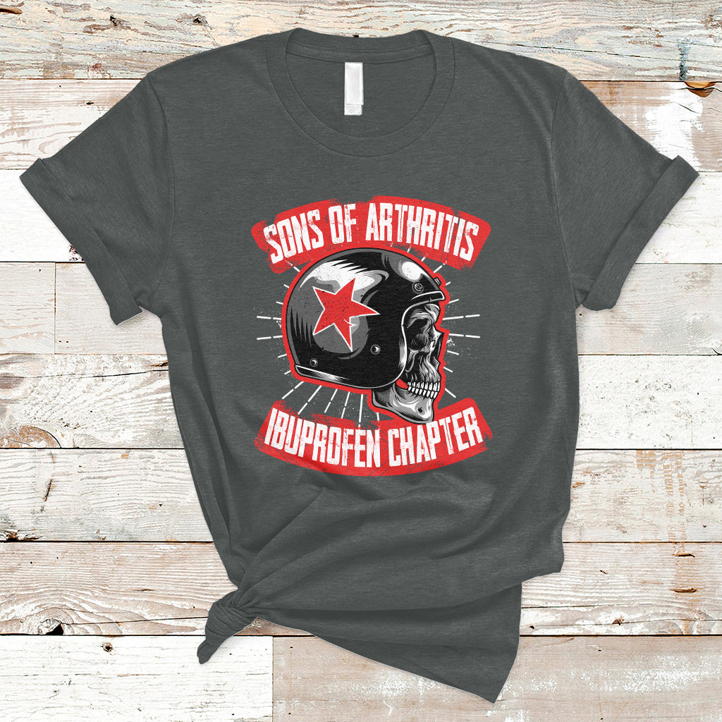 Sons Of Arthritis Ibuprofen Chapter Funny Biker Skull Helmet T-Shirt - Wonder Print Shop