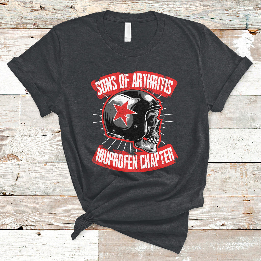 Sons Of Arthritis Ibuprofen Chapter Funny Biker Skull Helmet T-Shirt - Wonder Print Shop
