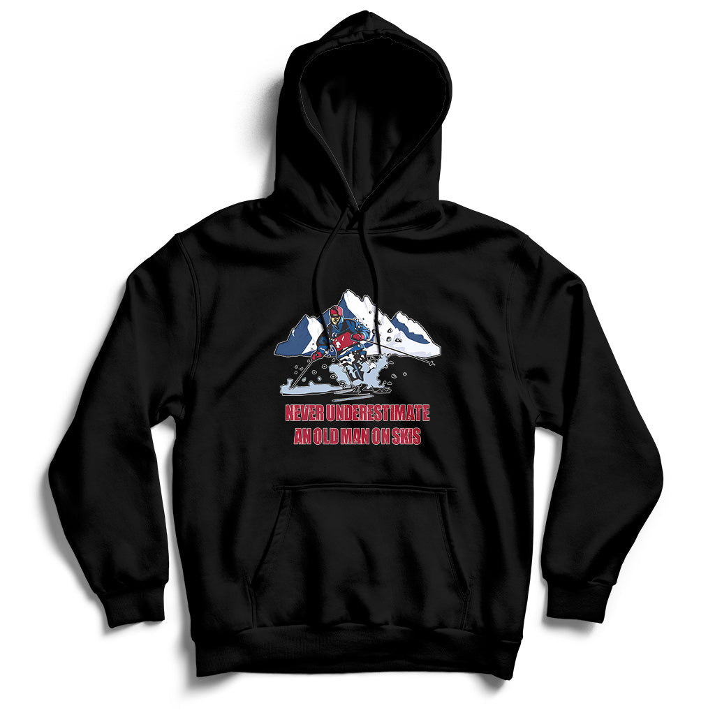 Never Underestimate An Old Man On Skis Funny Skiing Skier Hoodie - Wonder Print Shop