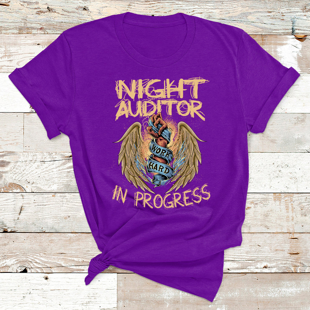 Night Auditor Work Hard In Progress T Shirt - Wonder Print Shop