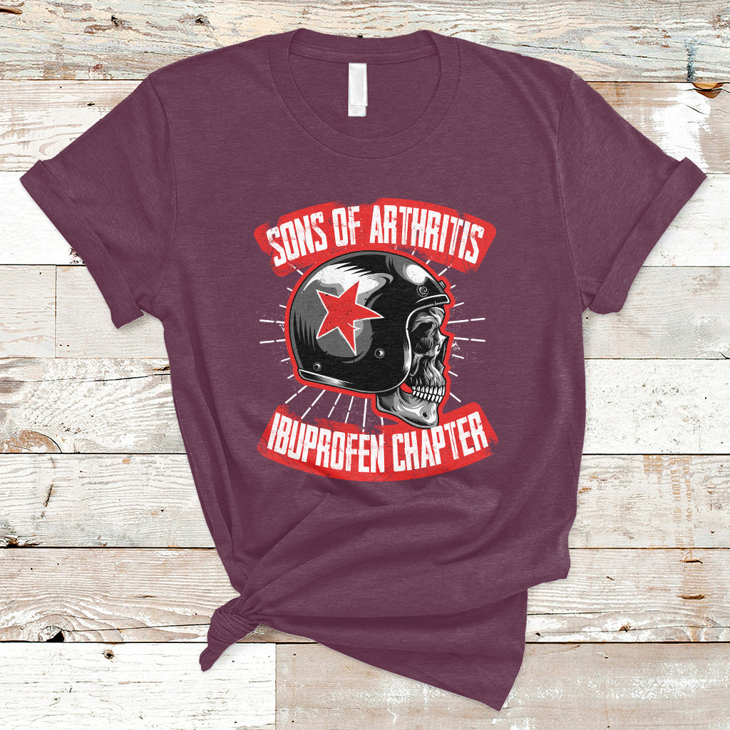 Sons Of Arthritis Ibuprofen Chapter Funny Biker Skull Helmet T-Shirt - Wonder Print Shop
