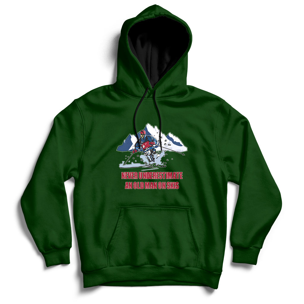 Never Underestimate An Old Man On Skis Funny Skiing Skier Hoodie - Wonder Print Shop