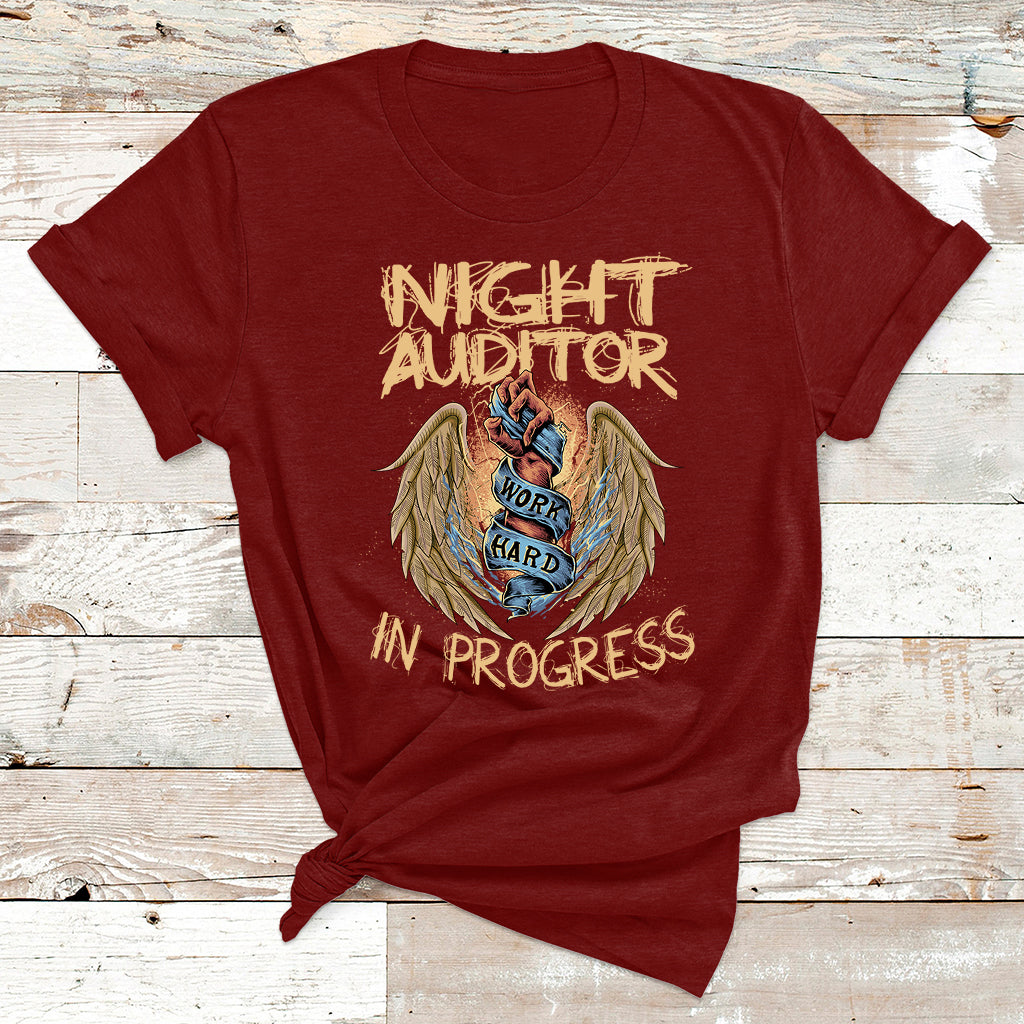 Night Auditor Work Hard In Progress T Shirt - Wonder Print Shop