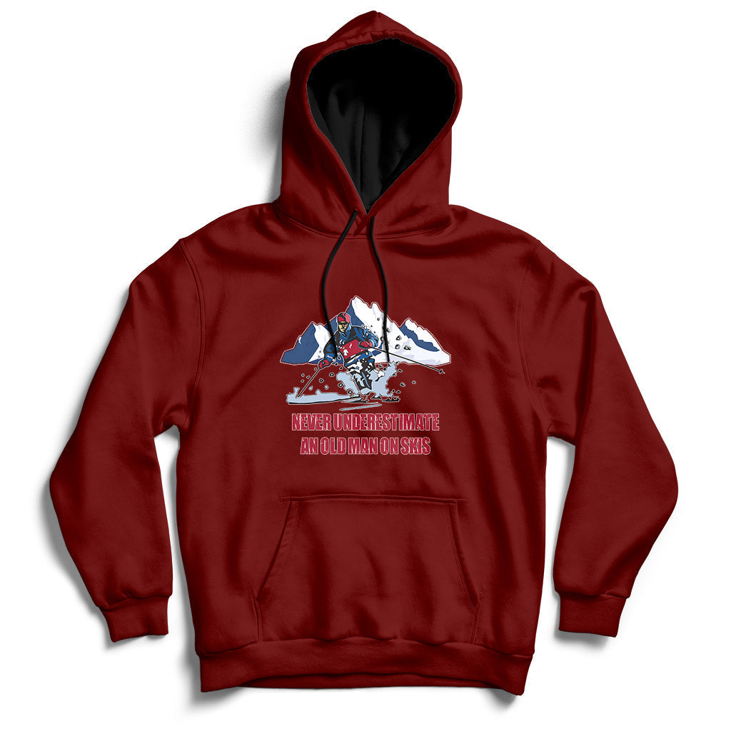 Never Underestimate An Old Man On Skis Funny Skiing Skier Hoodie - Wonder Print Shop