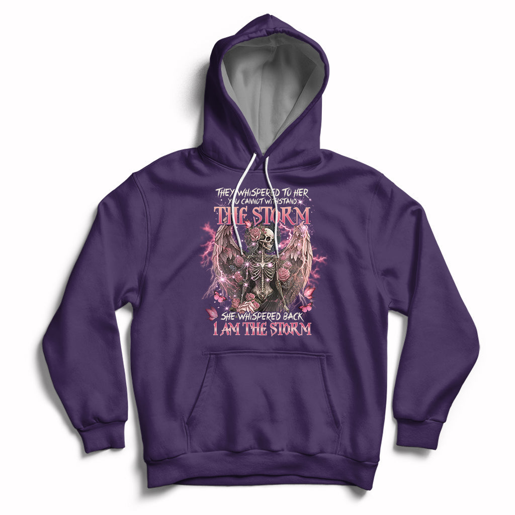 Purple skeleton fairy skull graphic hoodie with front pocket and pullover hood