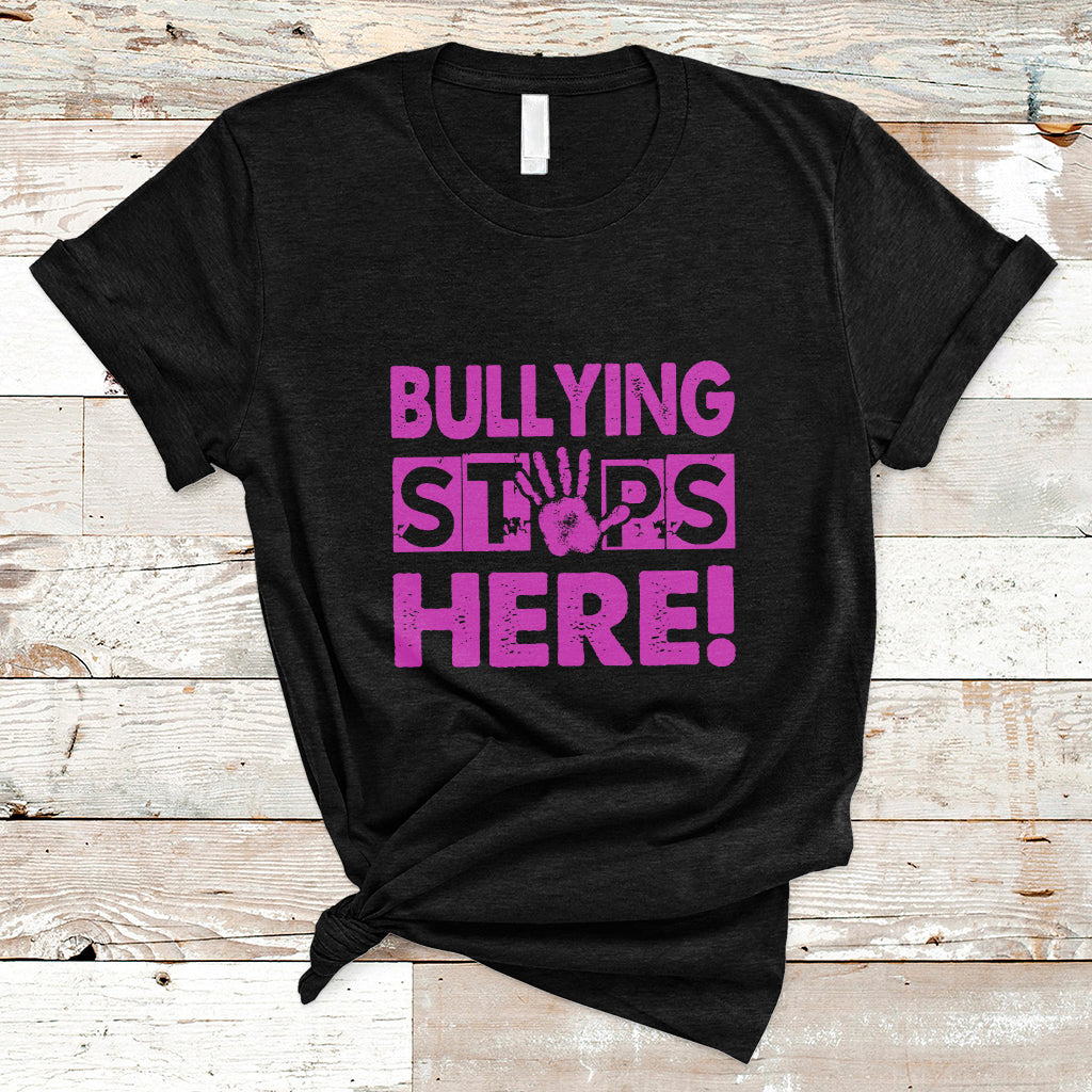 Bullying Stops Here Anti Bullying Pink Day Stand Up To Bullies Colorful T Shirt - Wonder Print Shop
