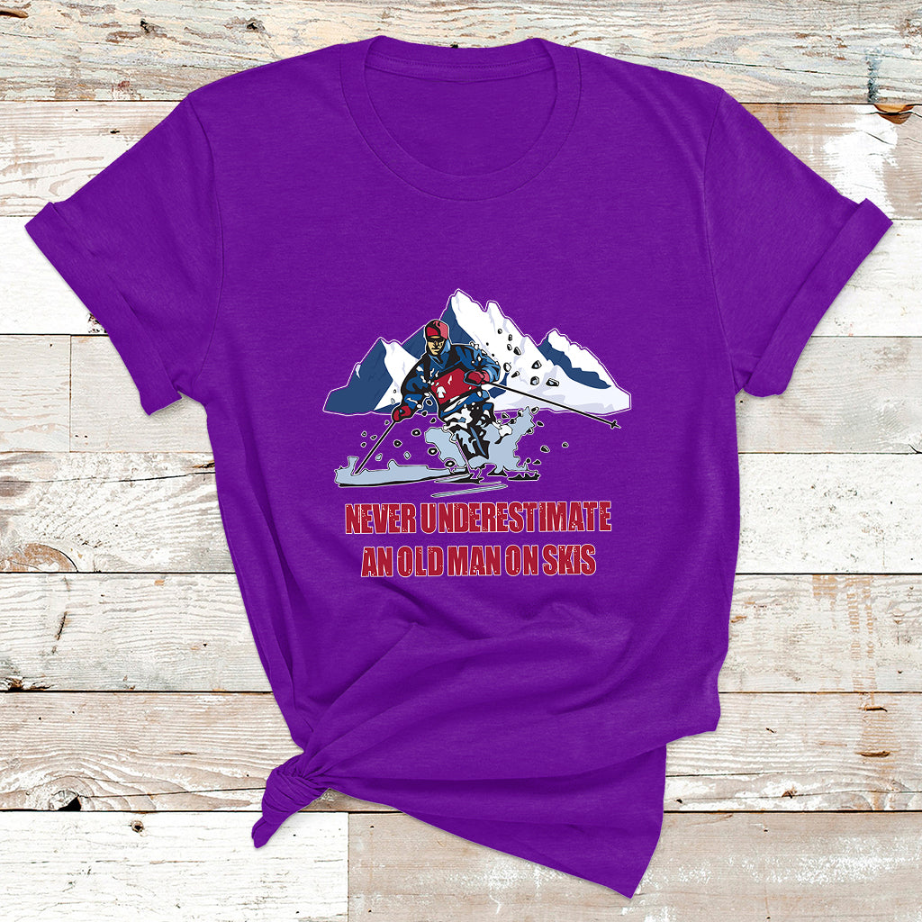 Never Underestimate An Old Man On Skis Funny Skiing Skier T Shirt - Wonder Print Shop