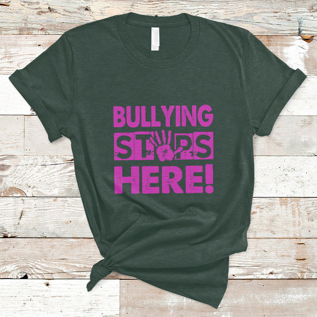 Bullying Stops Here Anti Bullying Pink Day Stand Up To Bullies Colorful T Shirt - Wonder Print Shop