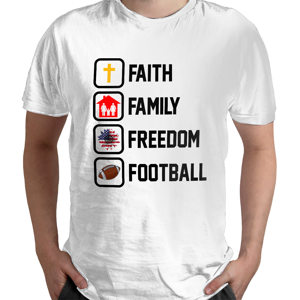 Faith Family Freedom Football Christian for Mens Womens, Christian Patriotic T Shirt - Wonder Print Shop