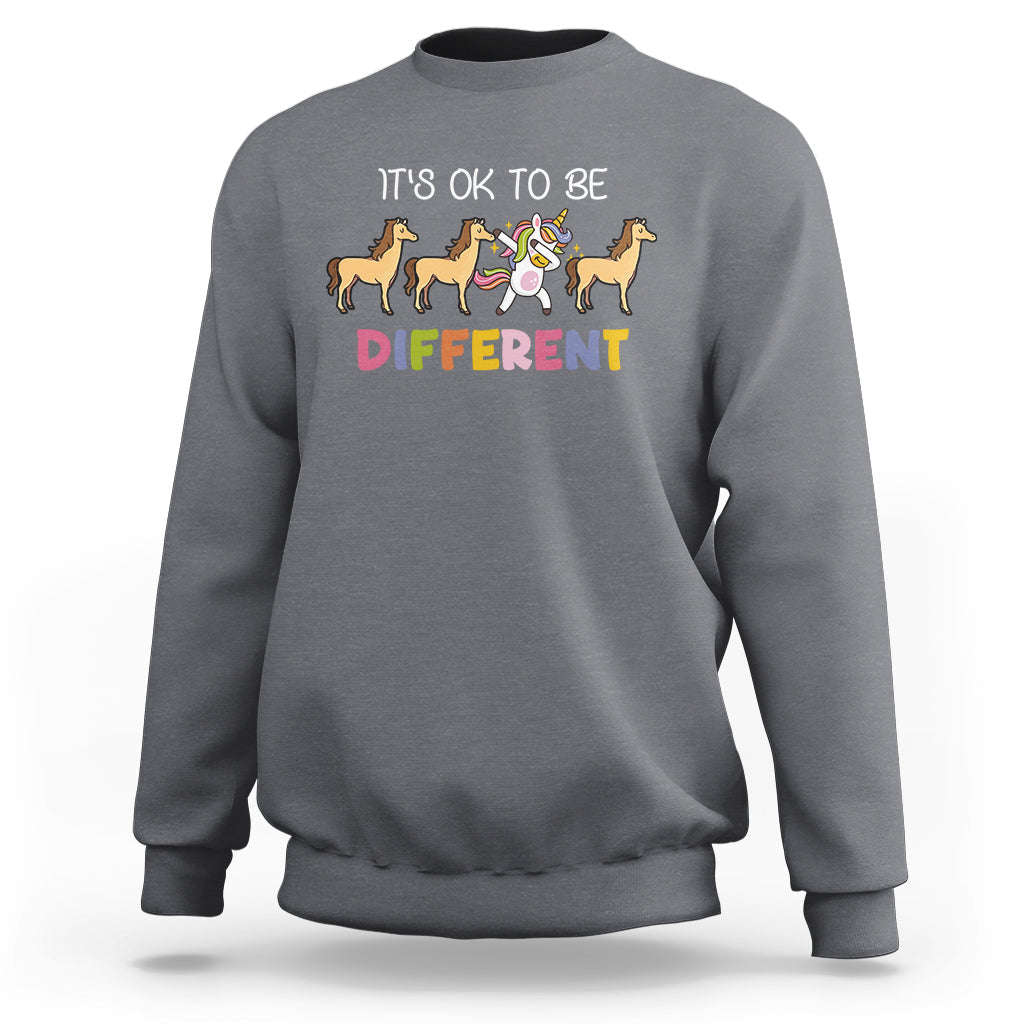 Autism Awareness Acceptance It's Ok To Be Different Unicorn Sweatshirt - Wonder Print Shop