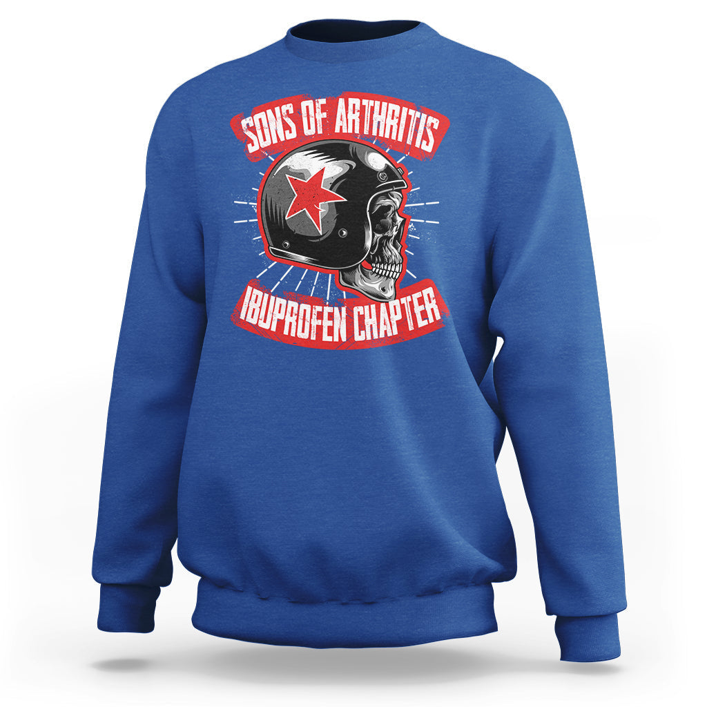 Sons Of Arthritis Ibuprofen Chapter Funny Biker Skull Helmet Sweatshirt - Wonder Print Shop