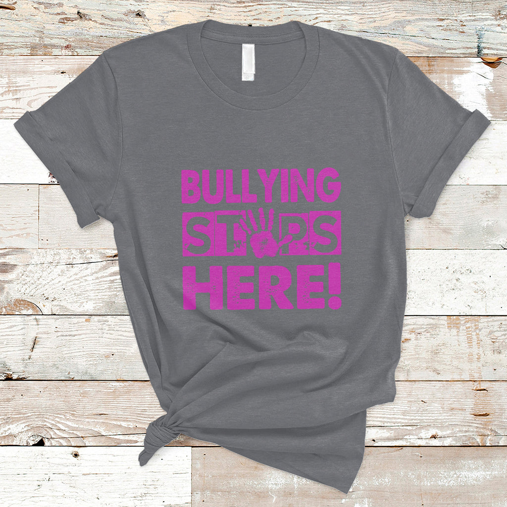 Bullying Stops Here Anti Bullying Pink Day Stand Up To Bullies Colorful T Shirt - Wonder Print Shop
