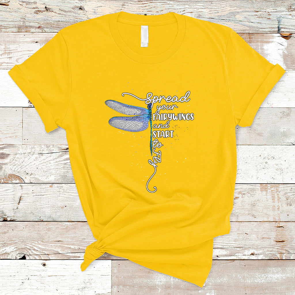 Dragonfly Motivational Spread Your Wings And Start To Fly T Shirt - Wonder Print Shop