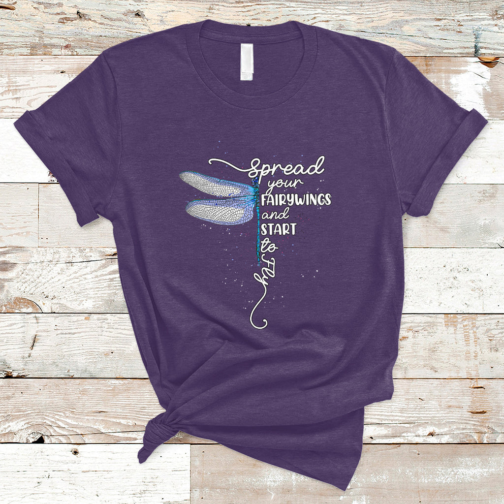 Dragonfly Motivational Spread Your Wings And Start To Fly T Shirt - Wonder Print Shop