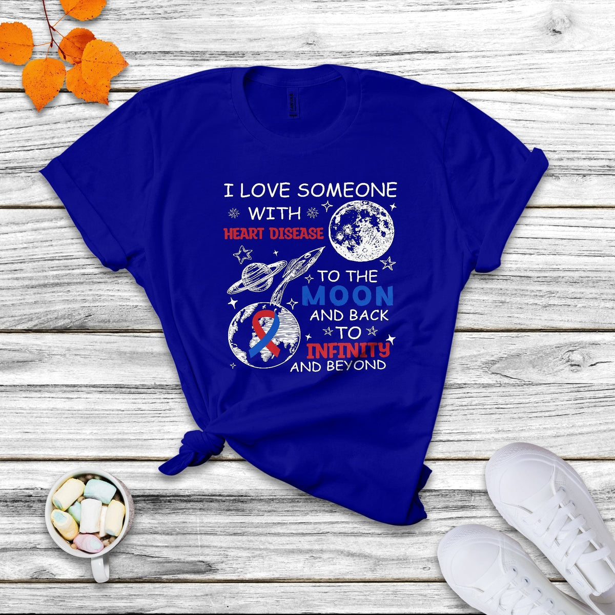 I Love Someone With Heart Disease To The Moon And Back CHD T Shirt - Wonder Print Shop