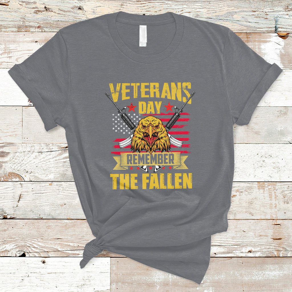 Remember The Fallen Veterans Day US Flag Eagle Honor Heroes T-Shirt - Wonder Print Shop