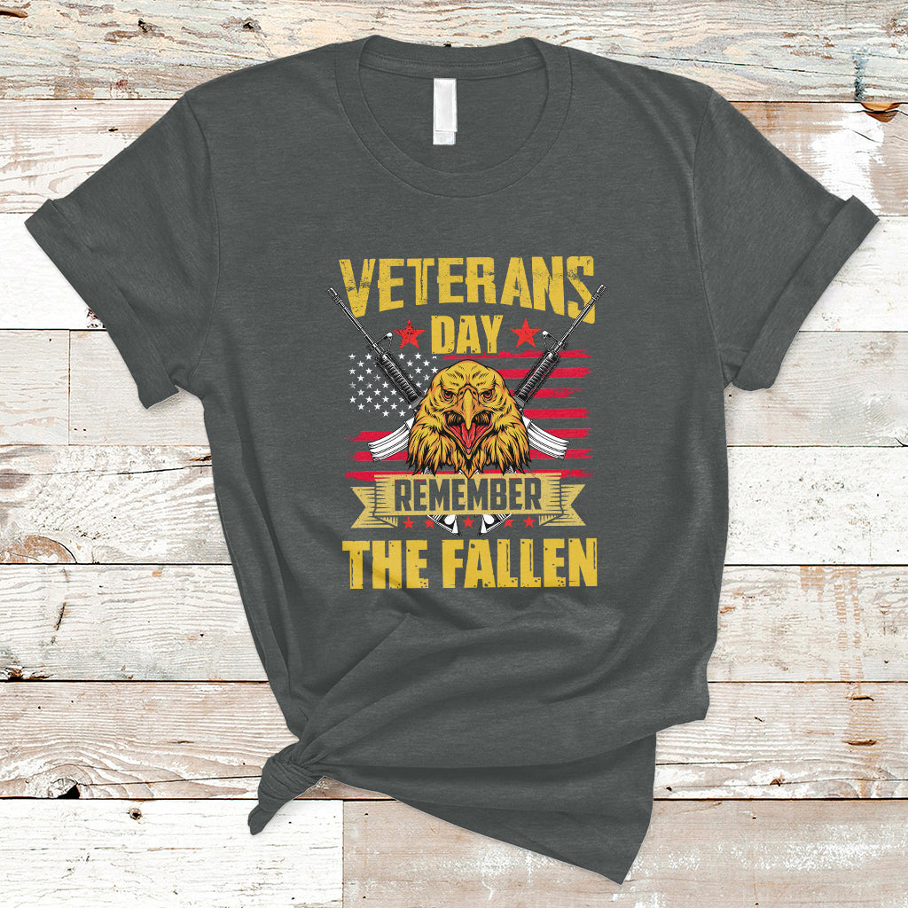 Remember The Fallen Veterans Day US Flag Eagle Honor Heroes T-Shirt - Wonder Print Shop
