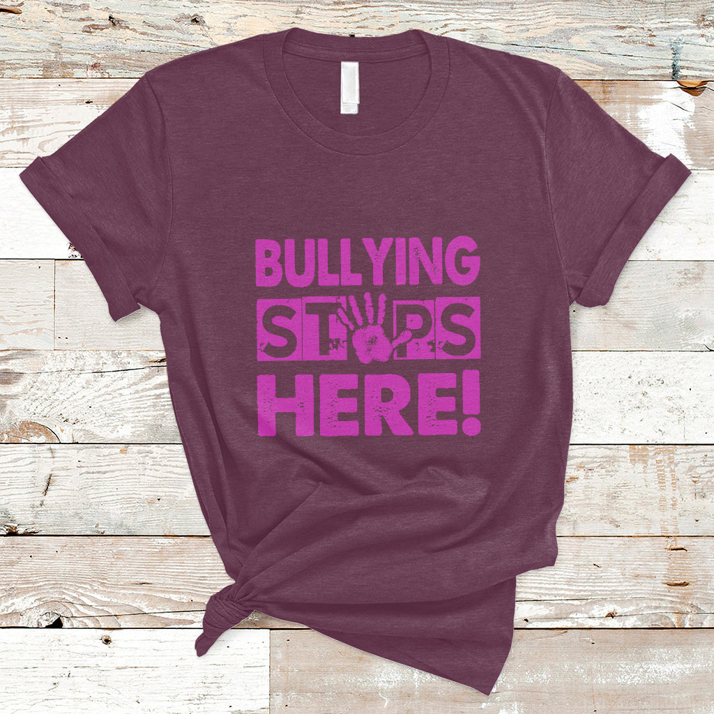 Bullying Stops Here Anti Bullying Pink Day Stand Up To Bullies Colorful T Shirt - Wonder Print Shop