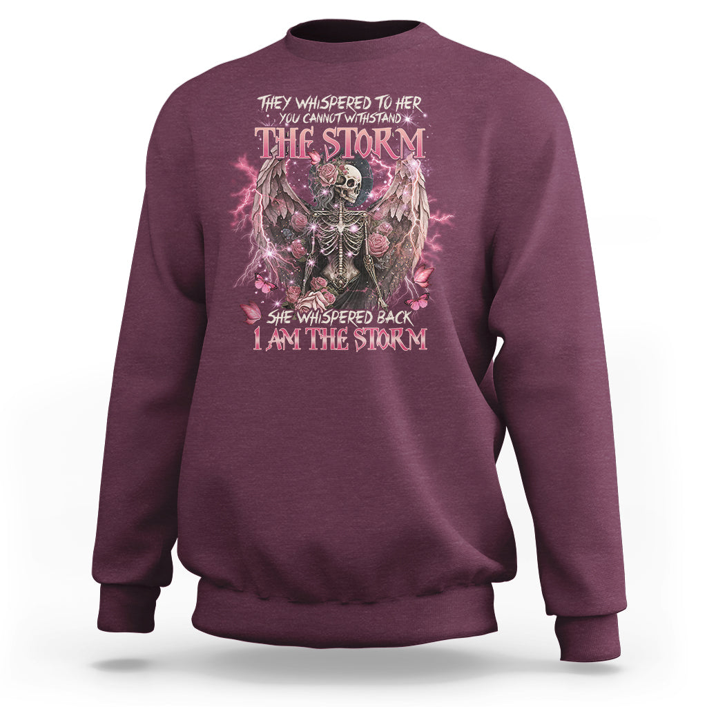 She Whispered Back I Am The Storm Skeleton Karma Fairy Skull Sweatshirt - Wonder Print Shop