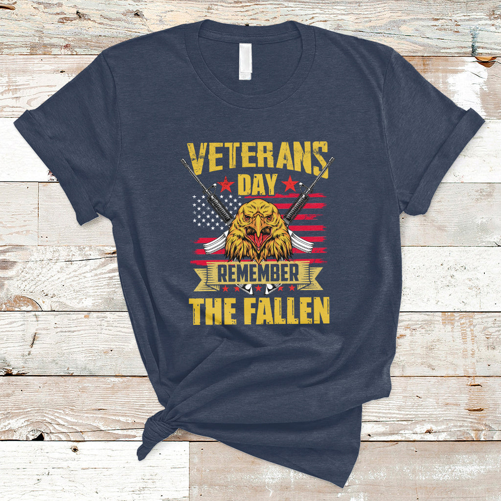 Remember The Fallen Veterans Day US Flag Eagle Honor Heroes T-Shirt - Wonder Print Shop