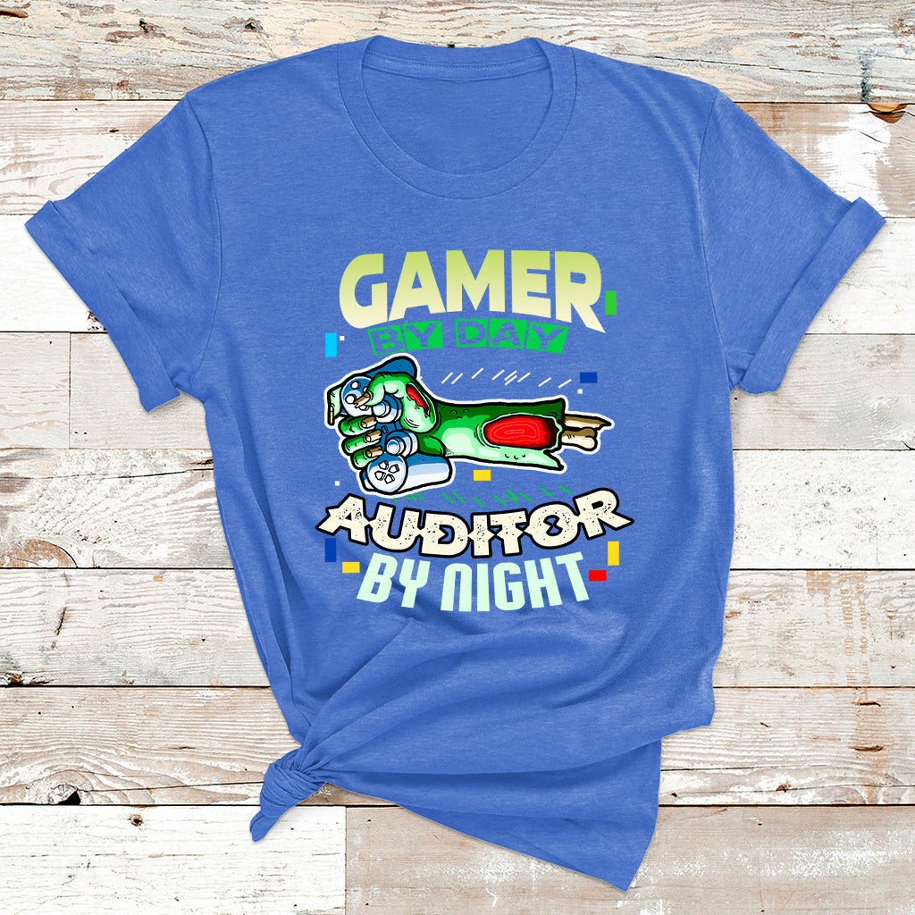 Gamer By Day Auditor By Night T Shirt - Wonder Print Shop
