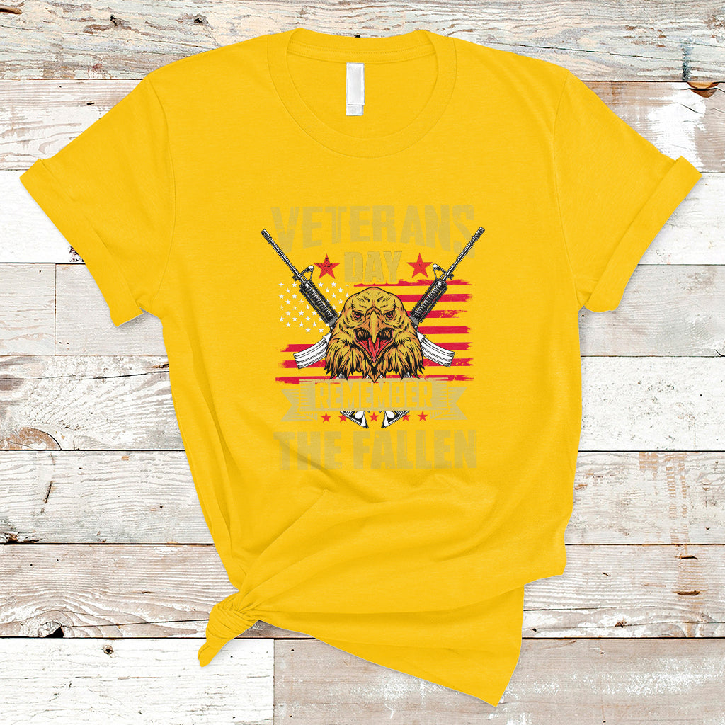 Remember The Fallen Veterans Day US Flag Eagle Honor Heroes T-Shirt - Wonder Print Shop