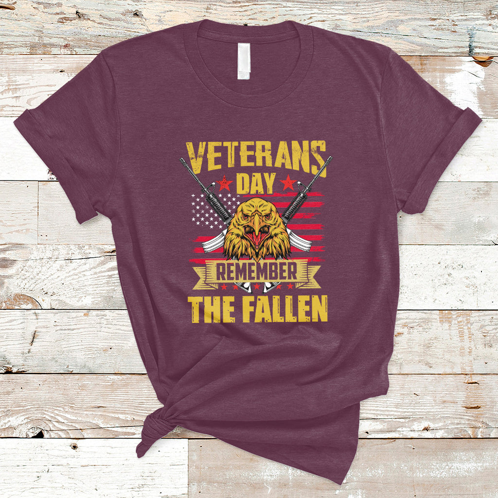 Remember The Fallen Veterans Day US Flag Eagle Honor Heroes T-Shirt - Wonder Print Shop