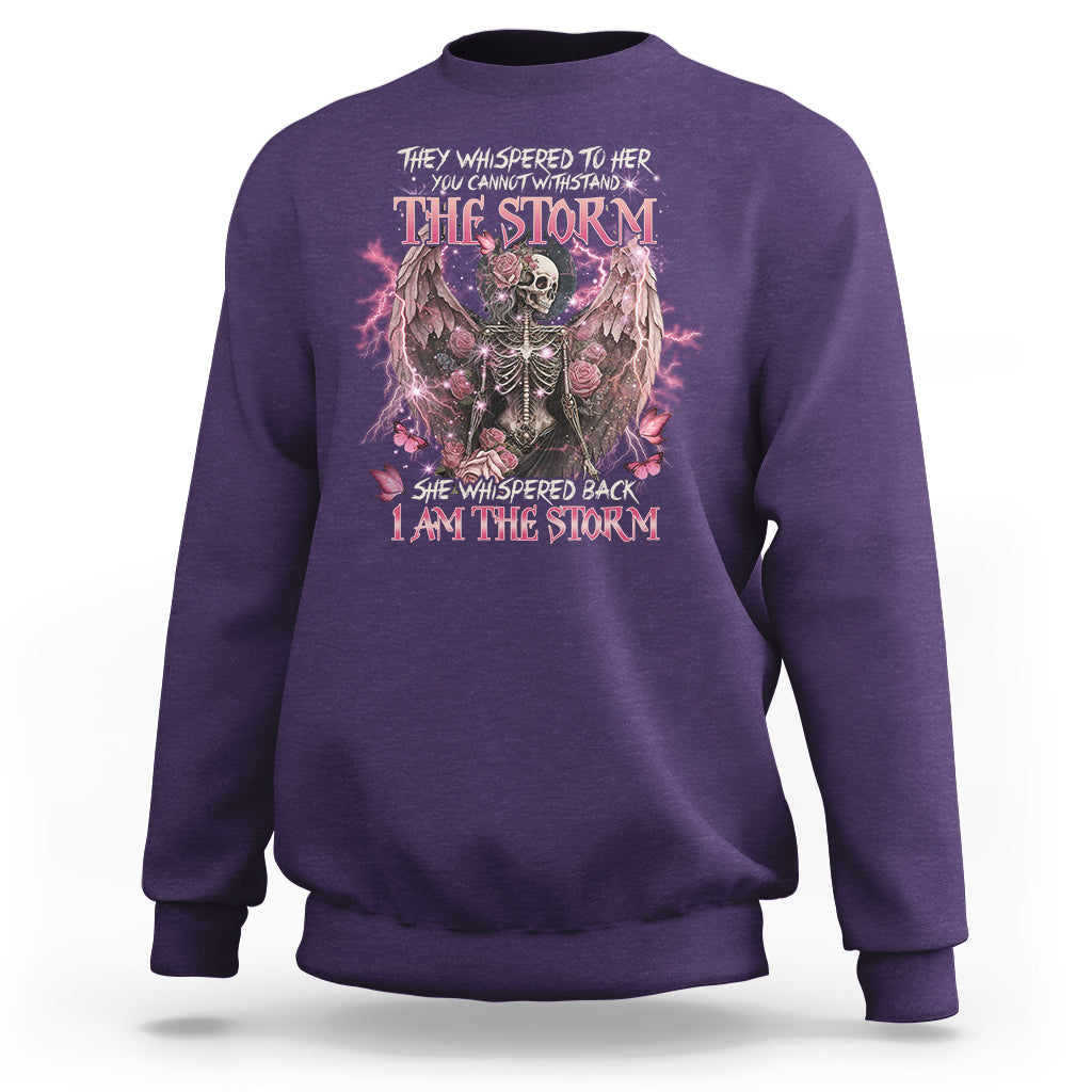 She Whispered Back I Am The Storm Skeleton Karma Fairy Skull Sweatshirt - Wonder Print Shop